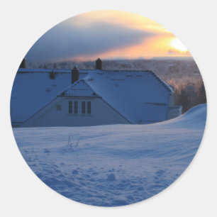Pegatina Redonda Nieve noruega/Noruega