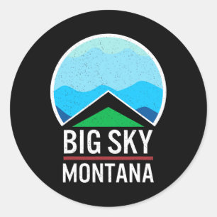 Pegatina Redonda Nieve para esquiar en snowboard Ski Sky Montana
