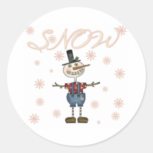 Pegatina Redonda Nieve Primaria Snowman