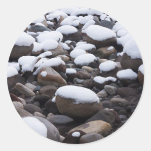 Pegatina Redonda Nieve Y Rocas, Parque Nacional Del Monte Rainier