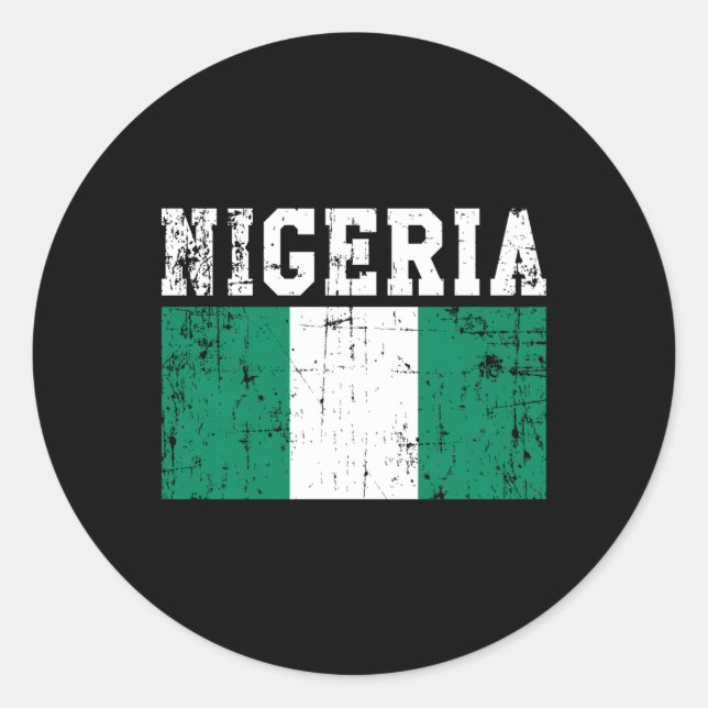 Pegatina Redonda Nigeria Bandera raíces nigerianas (Anverso)