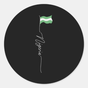Pegatina Redonda Nigeria: Nigeria, bandera nigeriana, patriota de N