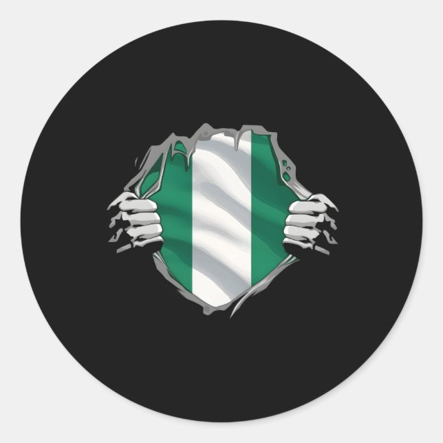 Pegatina Redonda Nigeria: Patrimonio supernigeriano Orgulloso arran (Anverso)