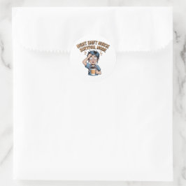 Pegatina Redonda Night Shift Nurse Survival Mode Funny Nurse Sticke