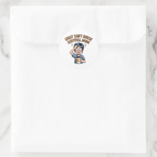 Pegatina Redonda Night Shift Nurse Survival Mode Funny Nurse Sticke