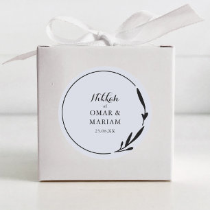 Pegatina Redonda Nikkah Elegant Cloud Botanical Wedding Favor