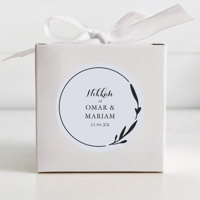 Pegatina Redonda Nikkah Elegant Cloud Botanical Wedding Favor (Subido por el creador)