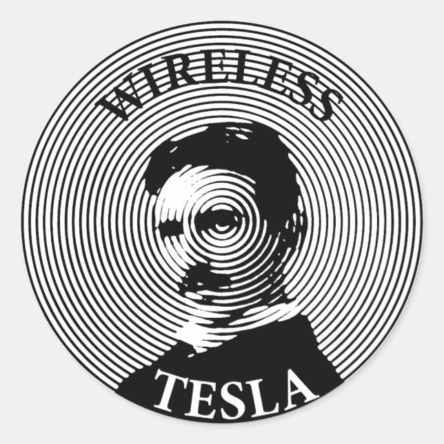Pegatina Redonda Nikola Tesla (Anverso)
