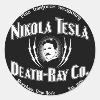 Pegatina Redonda Nikola Tesla Death-Ray Co.