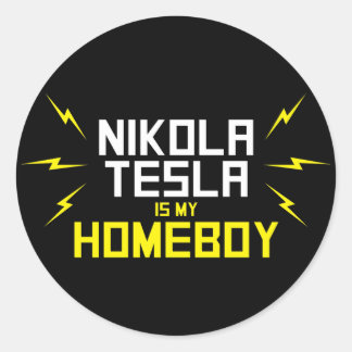 Pegatina Redonda Nikola Tesla es mi hogar