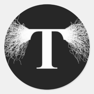Pegatina Redonda Nikola Tesla - Tesla Coil - Relámpago