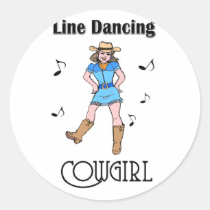 Pegatina Redonda "Niña bailando en línea" occidental
