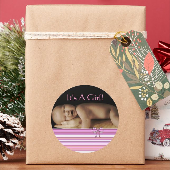 Pegatina Redonda Niña bebé Pegatinas con su foto de bebé (Vacaciones)