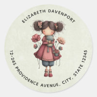 Niña con muñeca de rana adorable dirección caprich