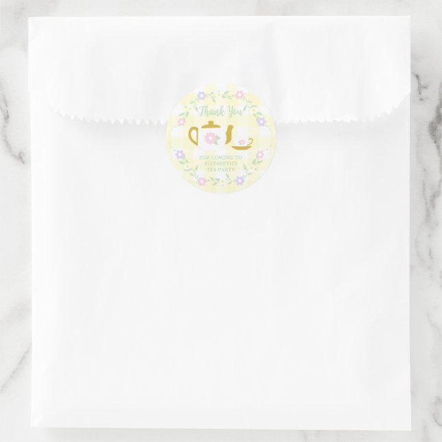 Pegatina Redonda Niña de té para dos cumpleaños 2 (Bolso)