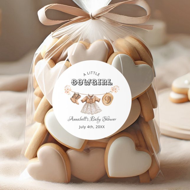 Pegatina Redonda Niña Gorra Boots Vestido Baby Shower (Subido por el creador)