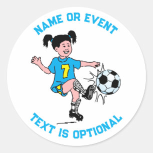 Pegatina Redonda Niña jugando fútbol