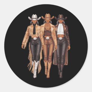 Pegatina Redonda Niña negra de la comunidad de Tee Occidental Rodeo
