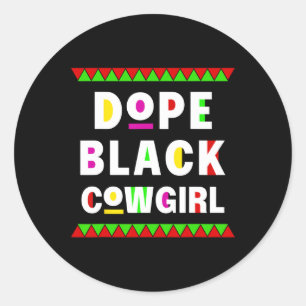 Pegatina Redonda Niña negra de la droga Caballo de África