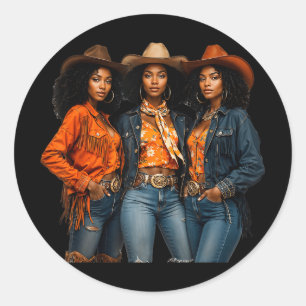 Pegatina Redonda Niña negra Melanin afroamericano