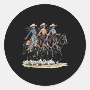 Pegatina Redonda Niña negra occidental Melanin Rodeo Histórico afri