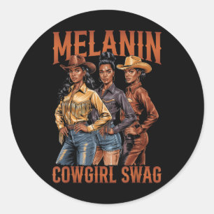 Pegatina Redonda Niña negra vibes melanina historia negra Texas nos