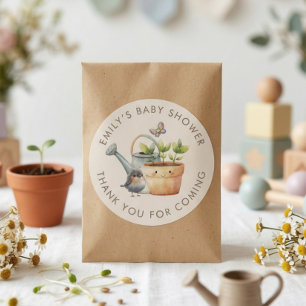 Pegatina Redonda Niña Niño Brote Pequeño Jardín Baño de Bebé Gracia