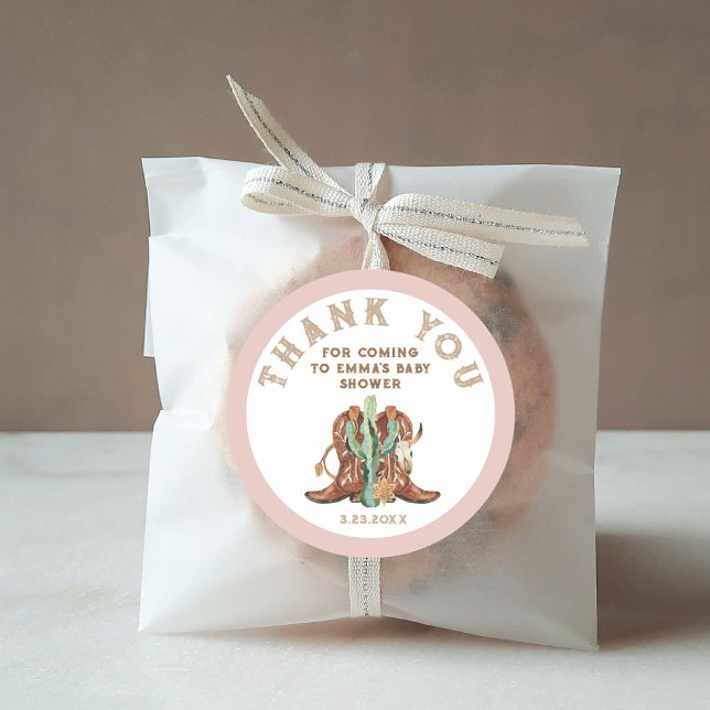 Pegatina Redonda Niña Occidental Bebé Ducha Gracias Por Favorecer A (Subido por el creador)