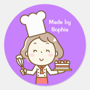 Pegatina Redonda Niña Pequeña Chef