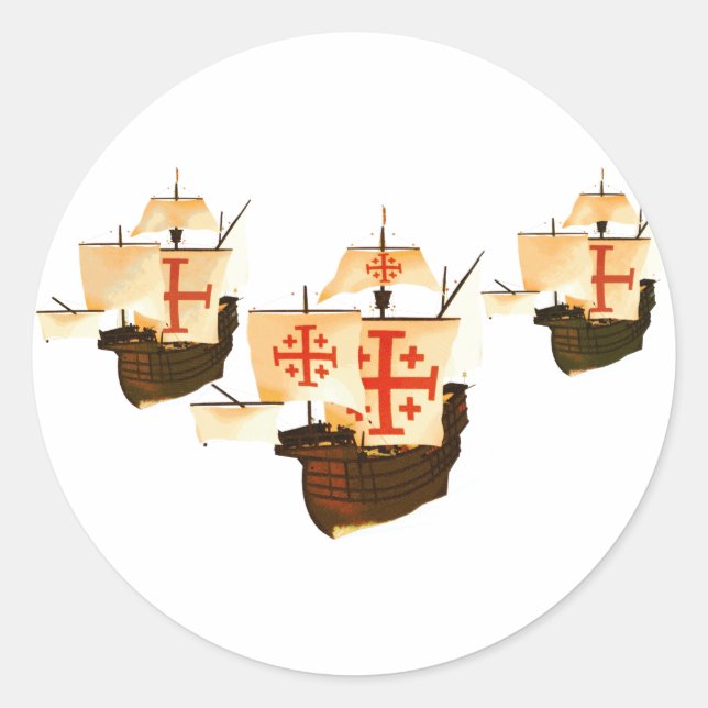 Pegatina Redonda Nina Pinta y Santa María (Anverso)