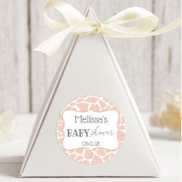 Pegatina Redonda Niña Rosa Giraffe