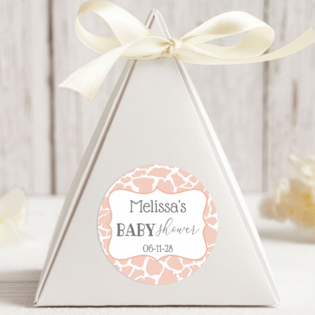 Pegatina Redonda Niña Rosa Giraffe (Subido por el creador)