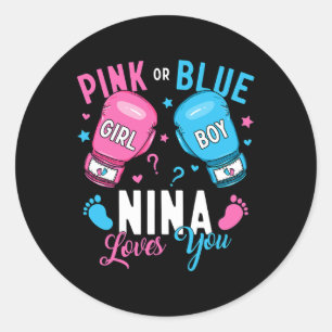 Pegatina Redonda Nina Rosa O Azul Te Ama Boxear Revelación De Géner