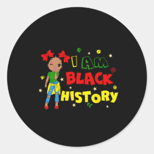 Pegatina Redonda Niña Soy Mes de la Historia Negra Niño Africano T