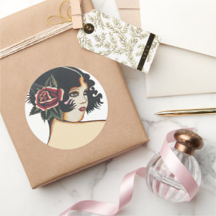 Pegatina Redonda Niña virgen