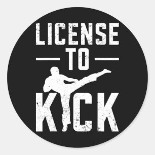 Pegatina Redonda Niñas de Taekwondo Karate Artes Marciales para Niñ