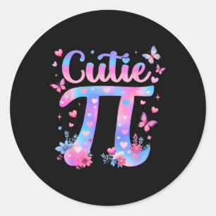 Pegatina Redonda Niñas Del Día Del Pi Cutie Hombres Niñera Math Tea