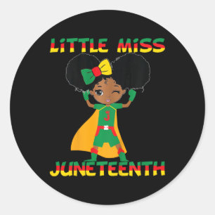 Pegatina Redonda Niñas Pequeña Miss Junetdecis Chica Negra Cute Mel
