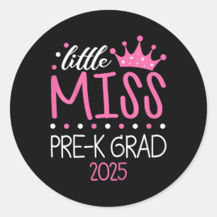 Pegatina Redonda Niñas Pequeña Niña Niña Preescolar Preescolar Grad