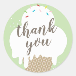 Pegatina Redonda Niñas verdes de helado