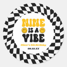 Nine Is A Vibe Retro Ninth 9th Birthday Party
