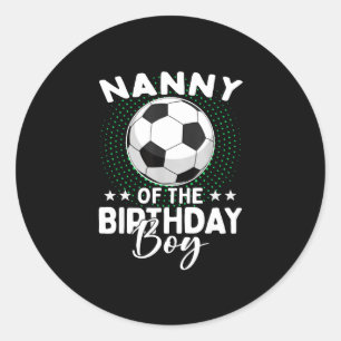 Pegatina Redonda Niñera Del Niño Cumpleañero Futbolista Cumpleaños