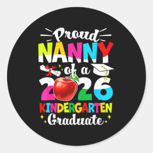 Pegatina Redonda Niñera orgullosa de una clase de niños graduados d
