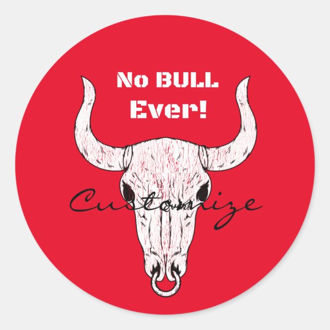 Pegatina Redonda Ningún Bull Nunca Thunder_Cove (Anverso)