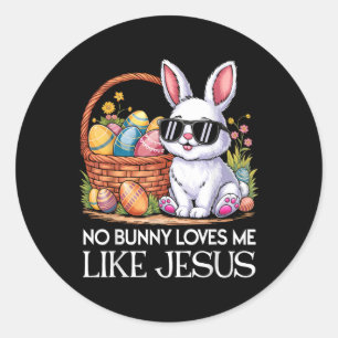 Pegatina Redonda Ningún Conejo Me Ama Como Jesús Día Religioso De P