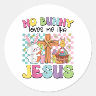 Pegatina Redonda Ningún Conejo Me Ama Como Jesús Niños Cristianos D