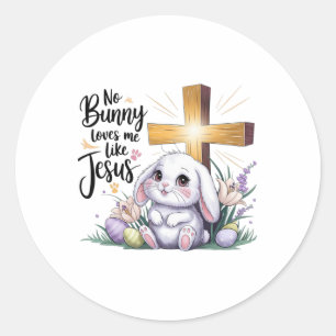 Pegatina Redonda Ningún conejo me ama como Jesús Pascua Fe