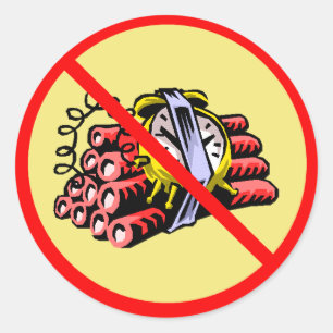 Pegatina Redonda ningún moreno de las bombas