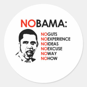 PEGATINA REDONDA NINGÚN OBAMA, NINGUNA MANERA