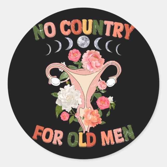 Pegatina Redonda Ningún País Para El Hombre Mayor (Anverso)